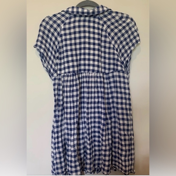 Free People Navy and White Gingham Tunic Shirt - Picture 2 of 3
